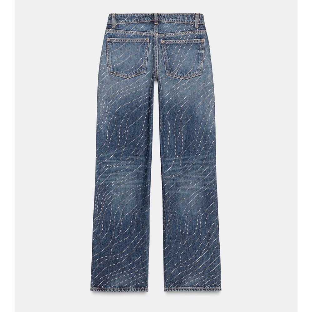 Zara TRF LOW RISE WIDE LEG RHINESTONE - Picture 2 of 6